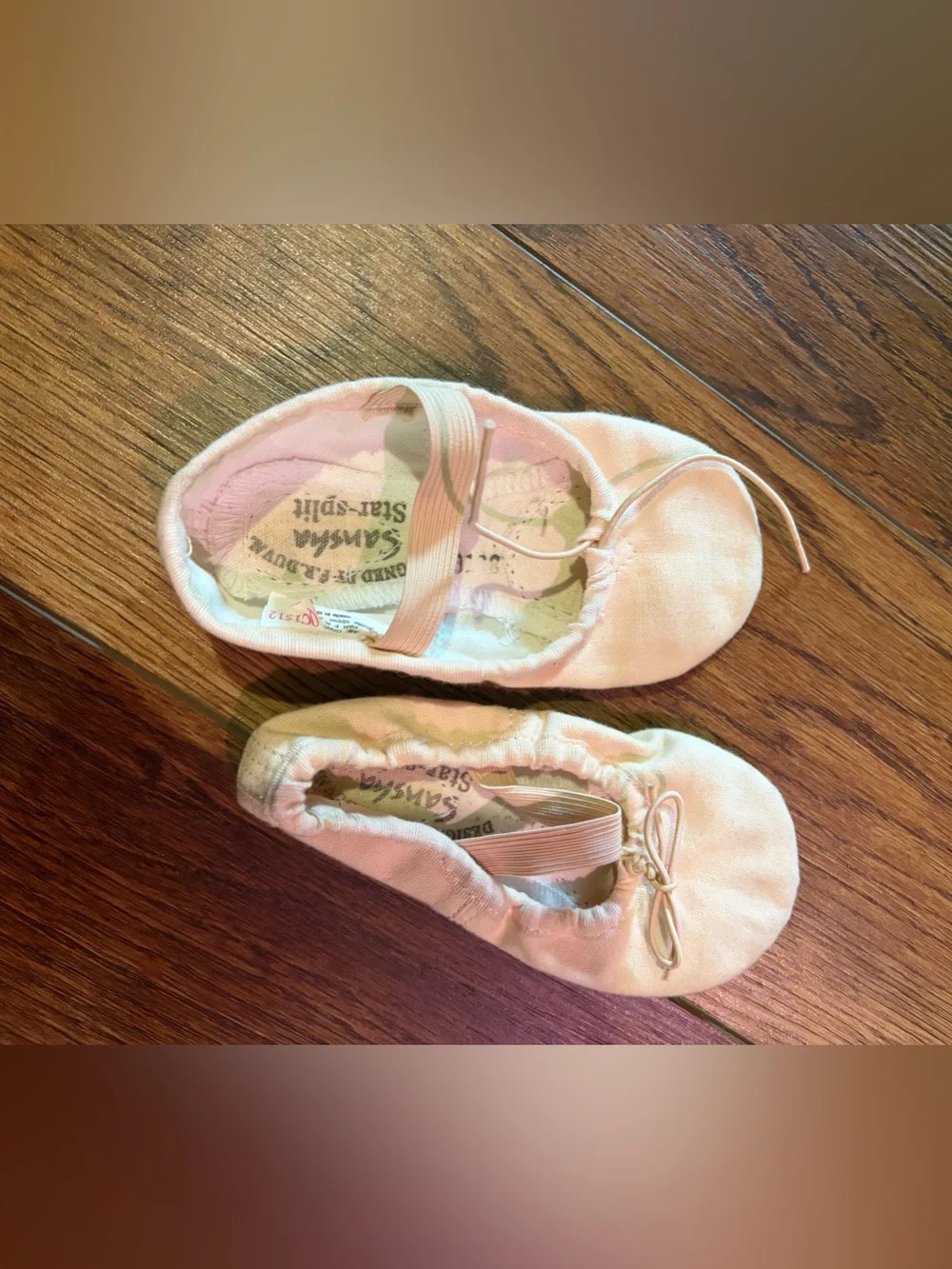 Childrens Pink Ballet Slippers with Elastic Strap